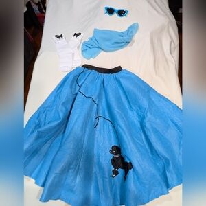 50’s Poodle felt skirt SMALL Socks Cats Eye Glasses Scarf  NEW Halloween Cosplay